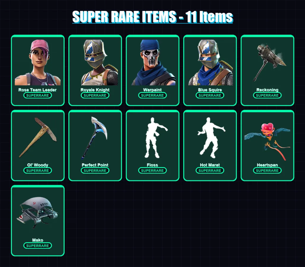 [PC/XBOX/PSN] | Rose Team Leader | Royale Knight | Warpaint | Blue Squire | The Prisoner | 38 skin | 52 pickaxe | 71 emote | 59 glider | Lv909 — Fortnite account