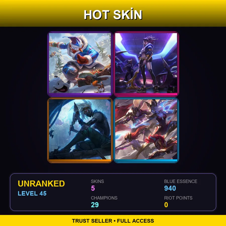 LAS | Lv45 | Unranked | 5 Skin | 29 Champ