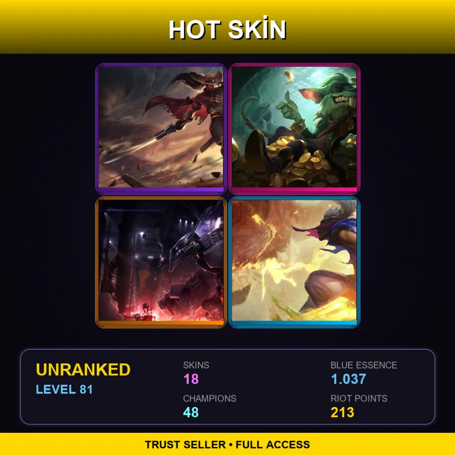NA | Lv81 | Unranked | 18 Skin | 48 Champ — Unranked / Smurf League of Legends