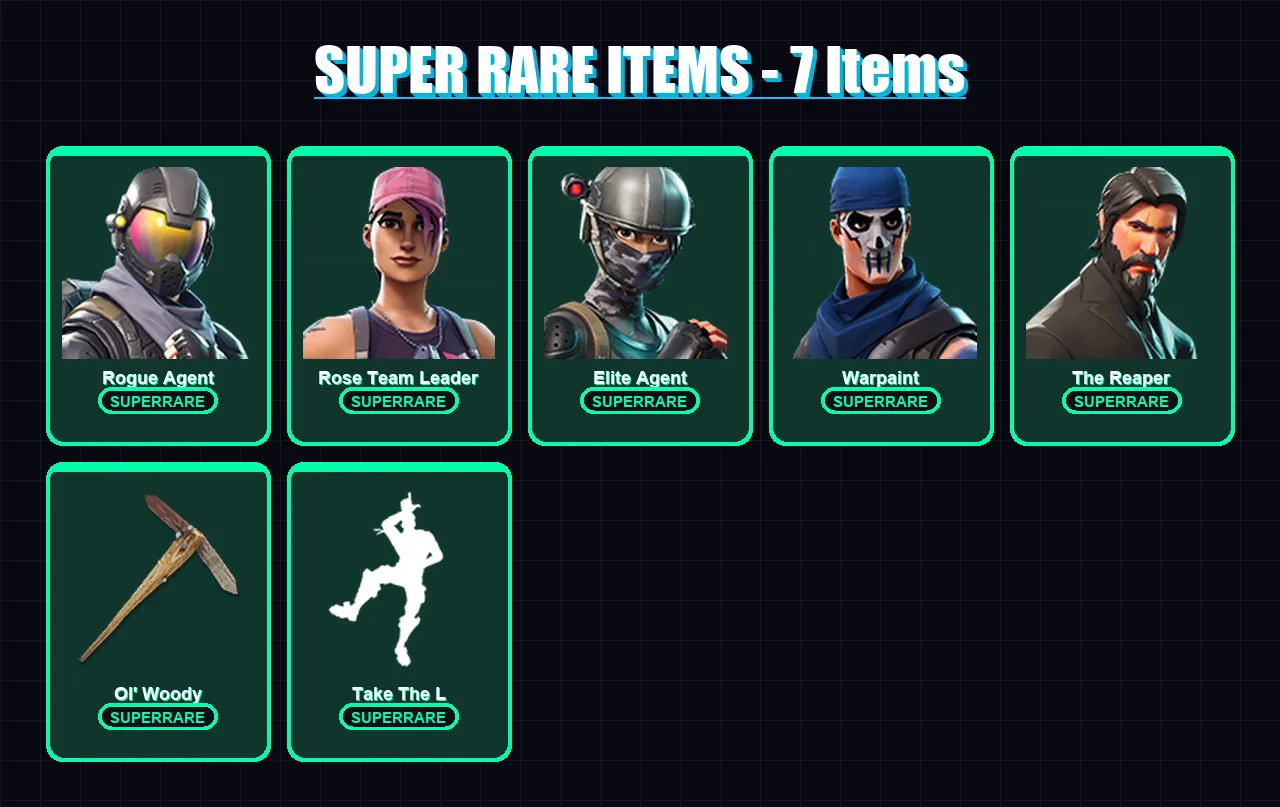 [PC/XBOX/PSN] | Rogue Agent | Rose Team Leader | Elite Agent | Warpaint | The Reaper | 14 skin | 9 pickaxe | 10 emote | 13 glider | Lv138 — Fortnite account