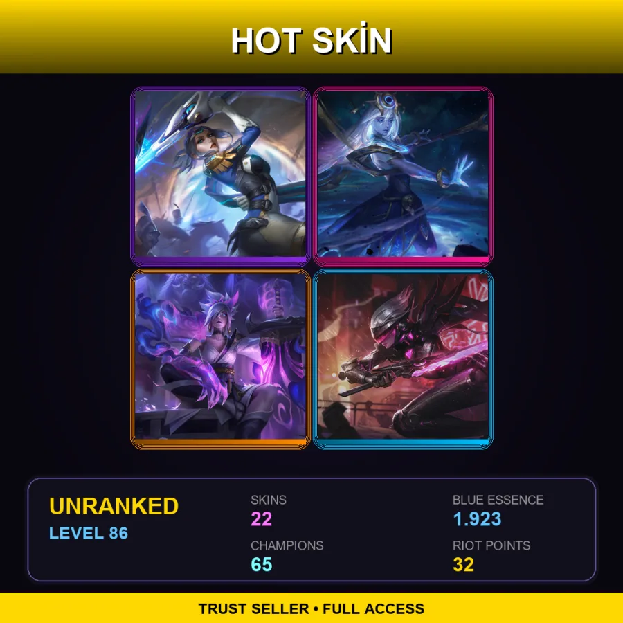LAS | Lv86 | Unranked | 22 Skin | 65 Champ