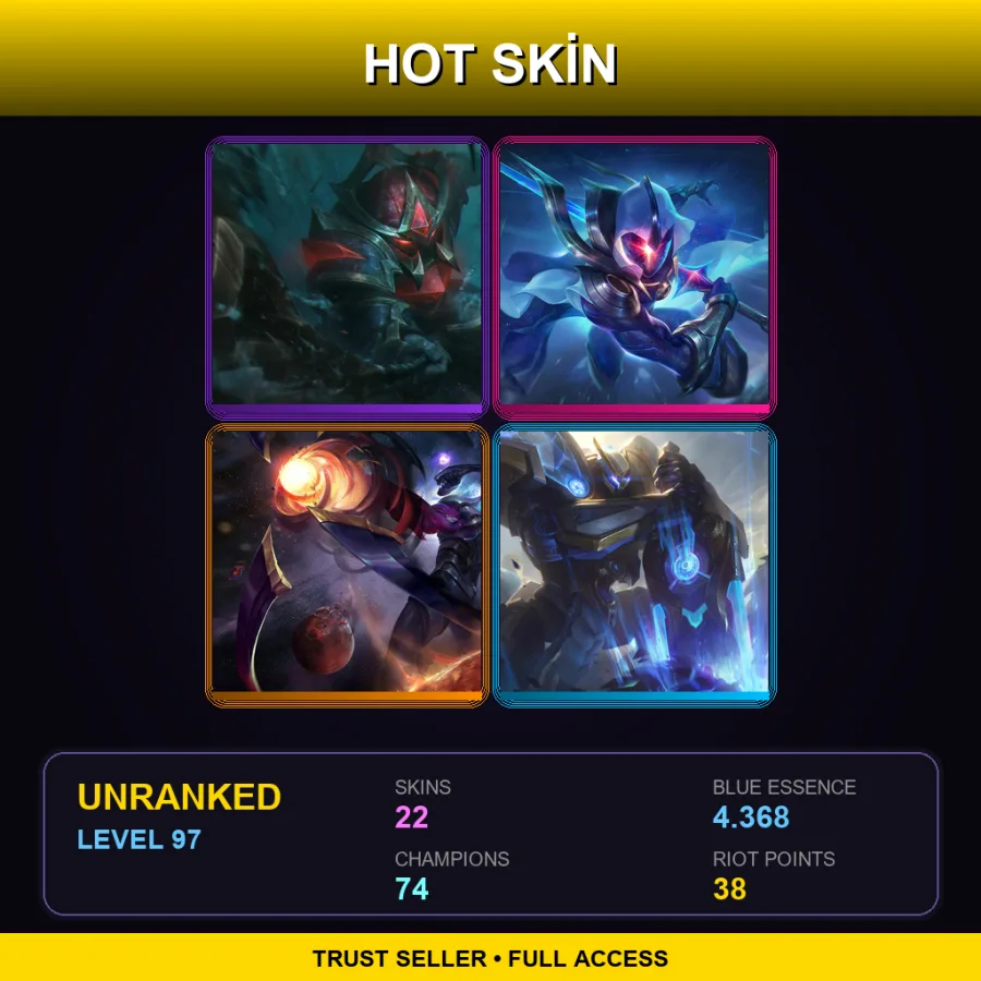 EUNE | Lv97 | Unranked | 22 Skin | 74 Champ — LoL account