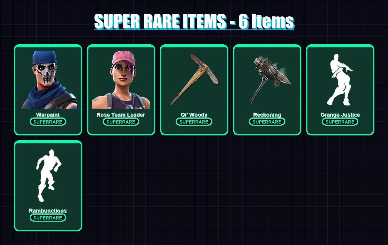 [PC/PSN] | Warpaint | Rose Team Leader | Inferno | The Imagined | Calamity | 38 skin | 32 pickaxe | 28 emote | 36 glider | Lv323