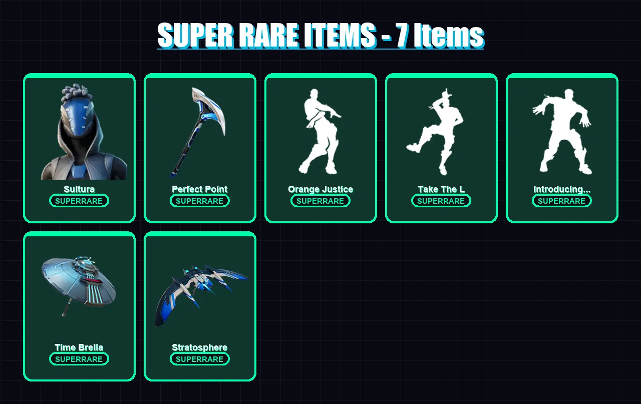 [PS4/PS5/XBOX/PC] | Sultura | Fade | Carbide | Ronin | The Foundation | 36 skin | 68 pickaxe | 56 emote | 66 glider | Lv1116