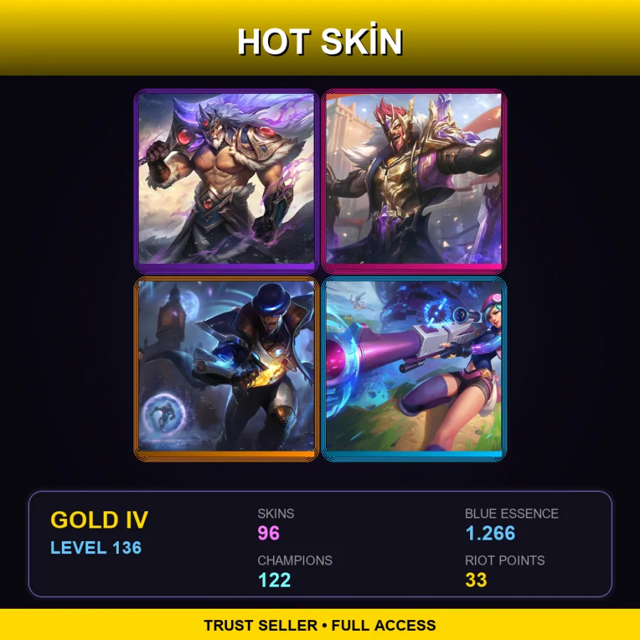 BR | Lv136 | Gold IV | 96 Skin | 122 Champ