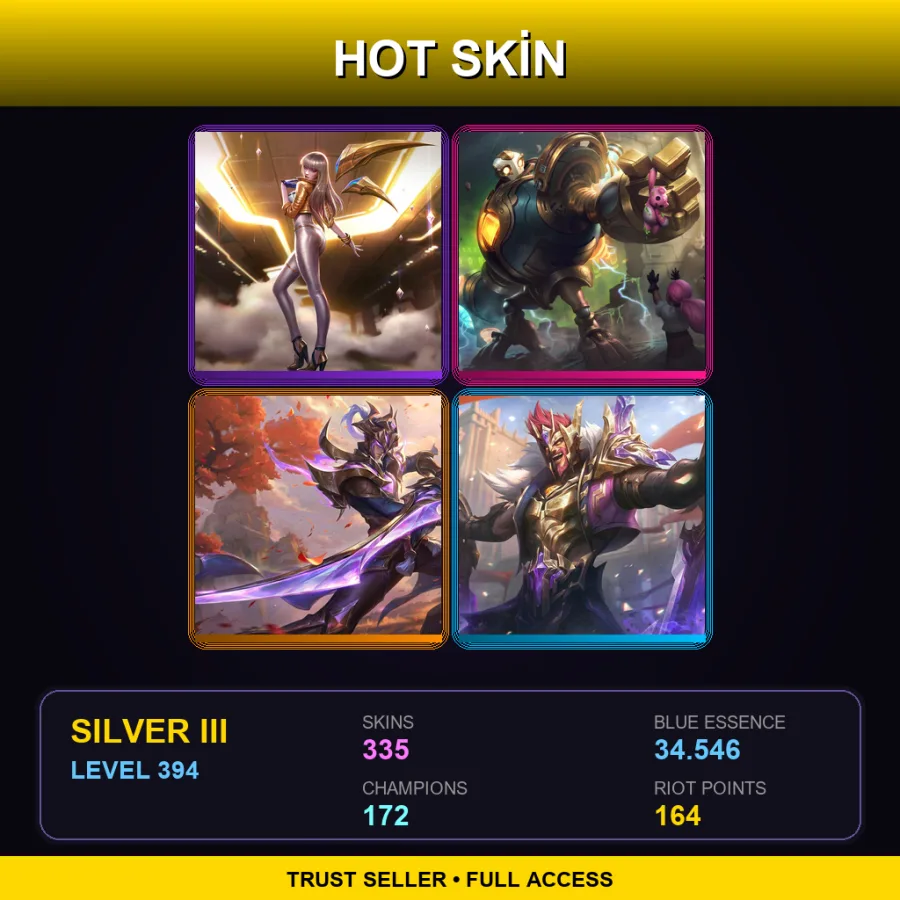 EUW | Lv394 | Silver III | 335 Skin | 172 Champ