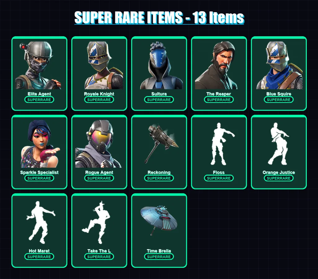 [PS4/PS5/XBOX/PC] | Elite Agent | Royale Knight | Sultura | The Reaper | Blue Squire | 165 skin | 192 pickaxe | 166 emote | 186 glider | Lv2403