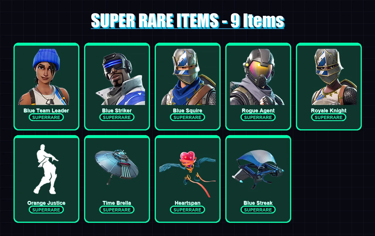 [PS4/PS5/XBOX/PC] | Blue Team Leader | Blue Striker | Blue Squire | Rogue Agent | Royale Knight | 37 skin | 75 pickaxe | 48 emote | 62 glider | Lv89 — Fortnite account