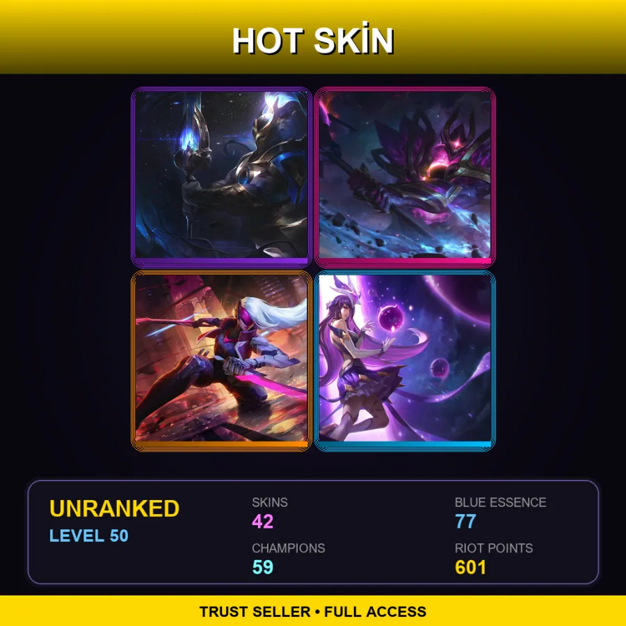 EUW | Lv50 | Unranked | 42 Skin | 59 Champ — LoL account