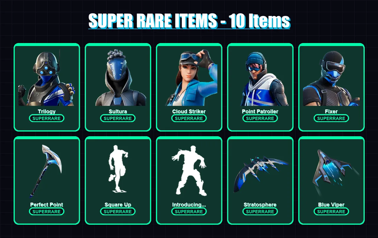 [PS4/PS5/XBOX/PC] | Trilogy | Sultura | Cloud Striker | Point Patroller | Fixer | 17 skin | 32 pickaxe | 20 emote | 29 glider | Lv480