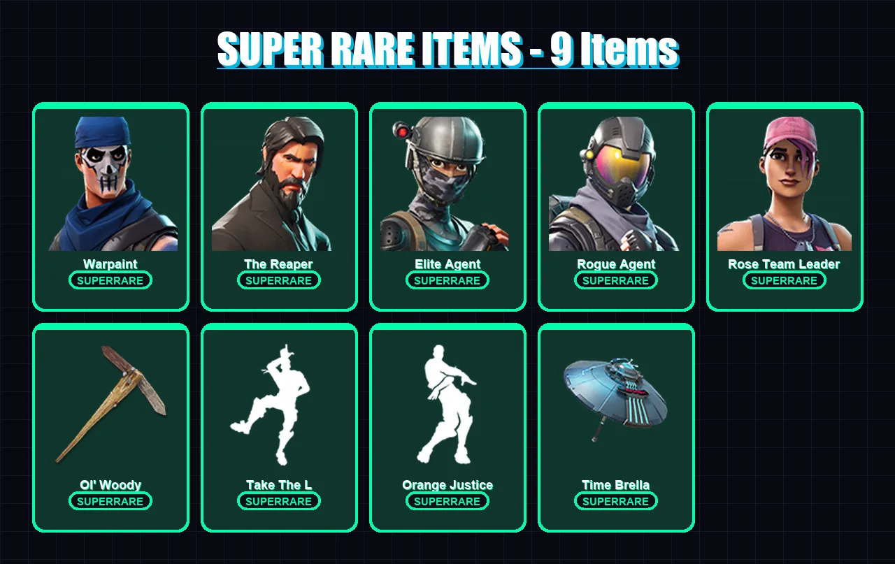 [PC/XBOX/PSN] | Warpaint | The Reaper | Elite Agent | Rogue Agent | Rose Team Leader | 19 skin | 35 pickaxe | 26 emote | 27 glider | Lv428