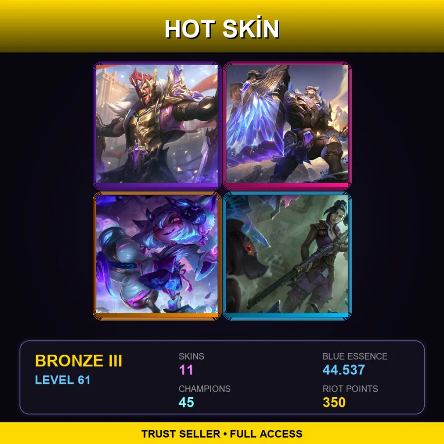 EUW | Lv61 | Bronze III | 11 Skin | 45 Champ — LoL account
