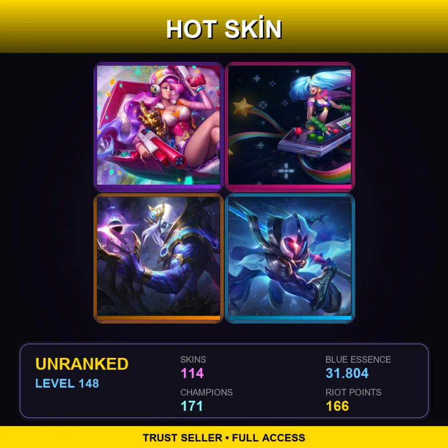 VN | Lv148 | Unranked | 114 Skin | 171 Champ — LoL account