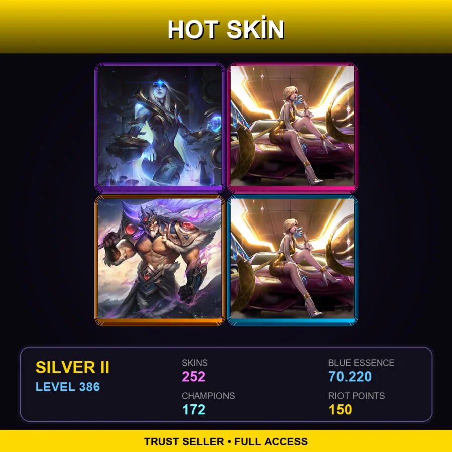 EUW | Lv386 | Silver II | 252 Skin | 172 Champ