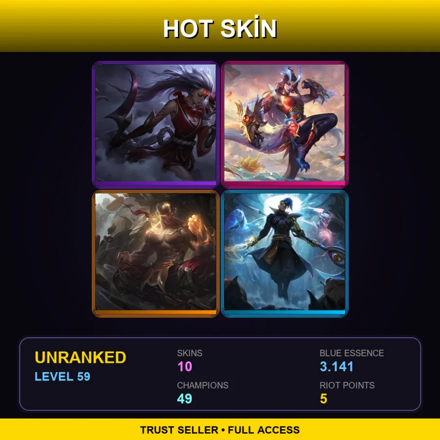 EUW | Lv59 | Unranked | 10 Skin | 49 Champ — LoL account