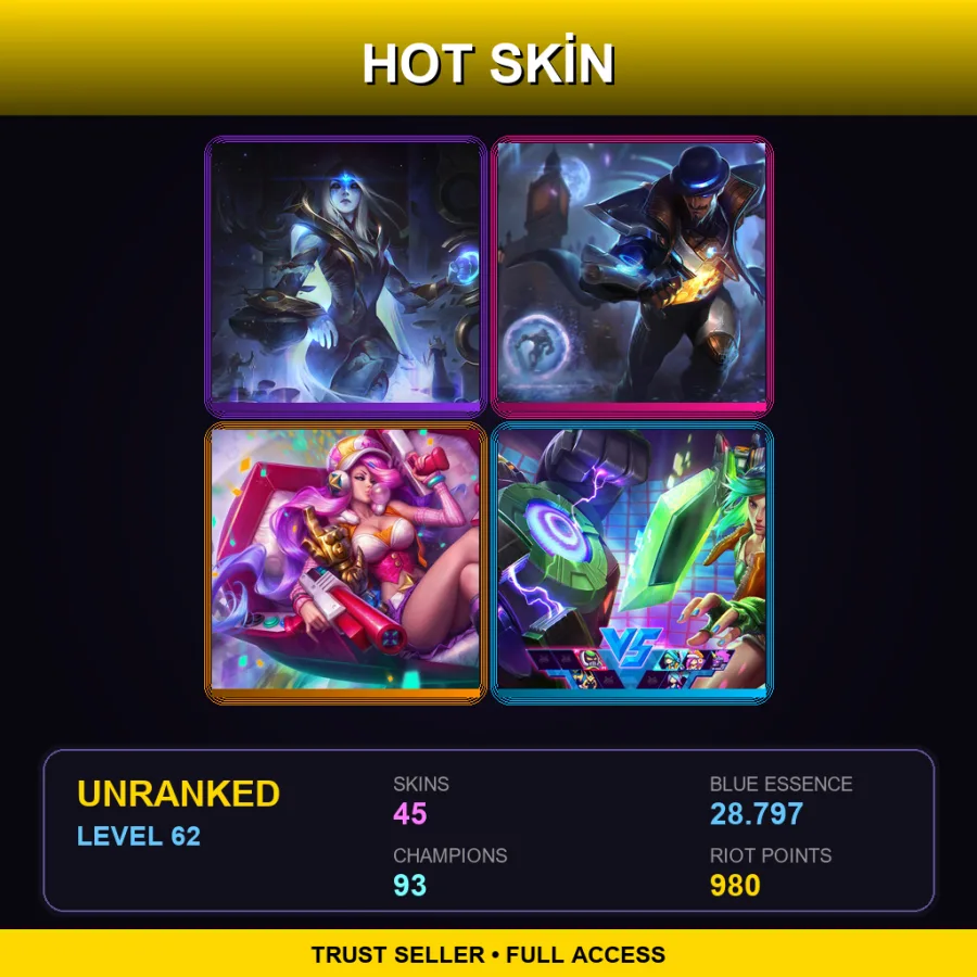 EUW | Lv62 | Unranked | 45 Skin | 93 Champ