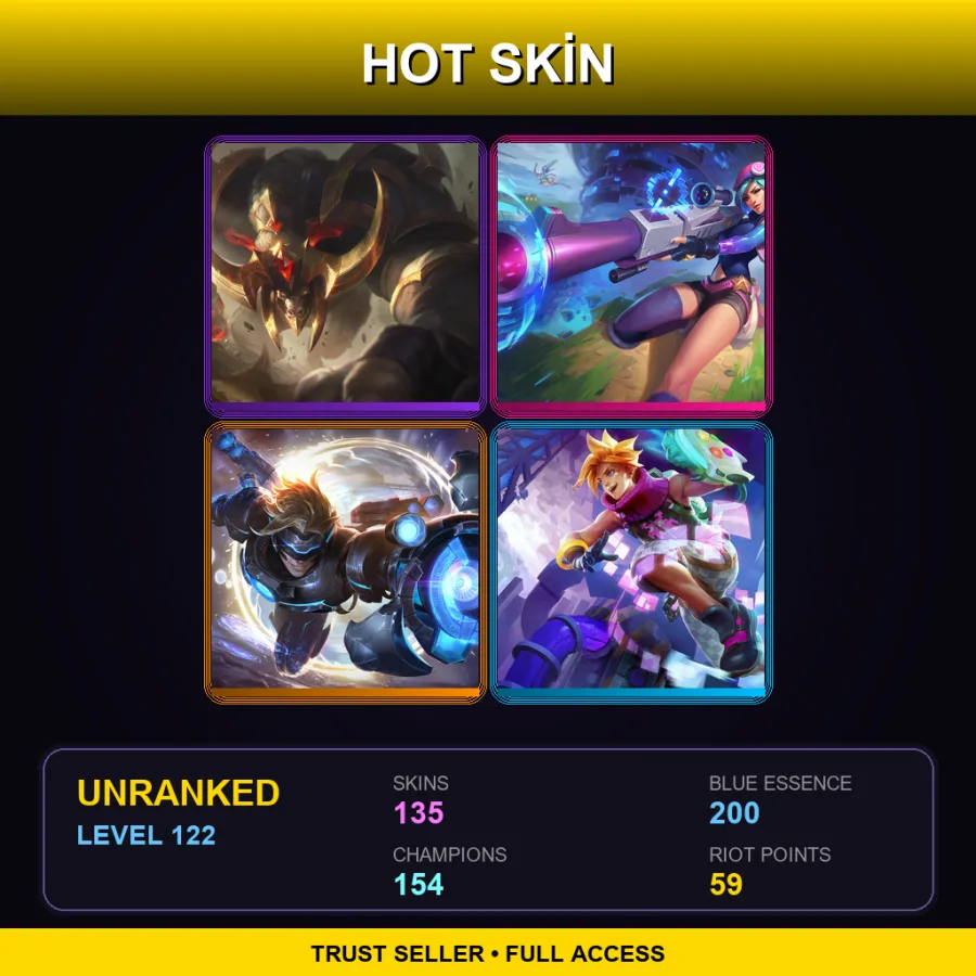 SG | Lv122 | Unranked | 135 Skin | 154 Champ — LoL account