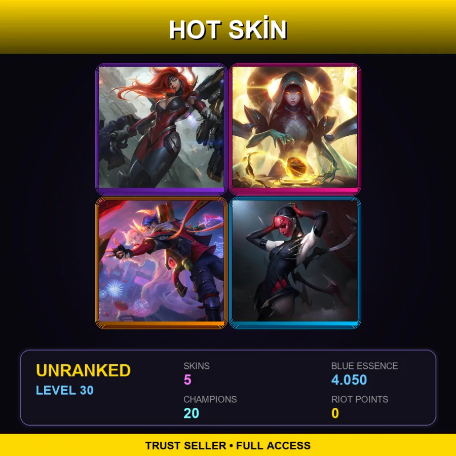 VN | Lv30 | Unranked | 5 Skin | 20 Champ