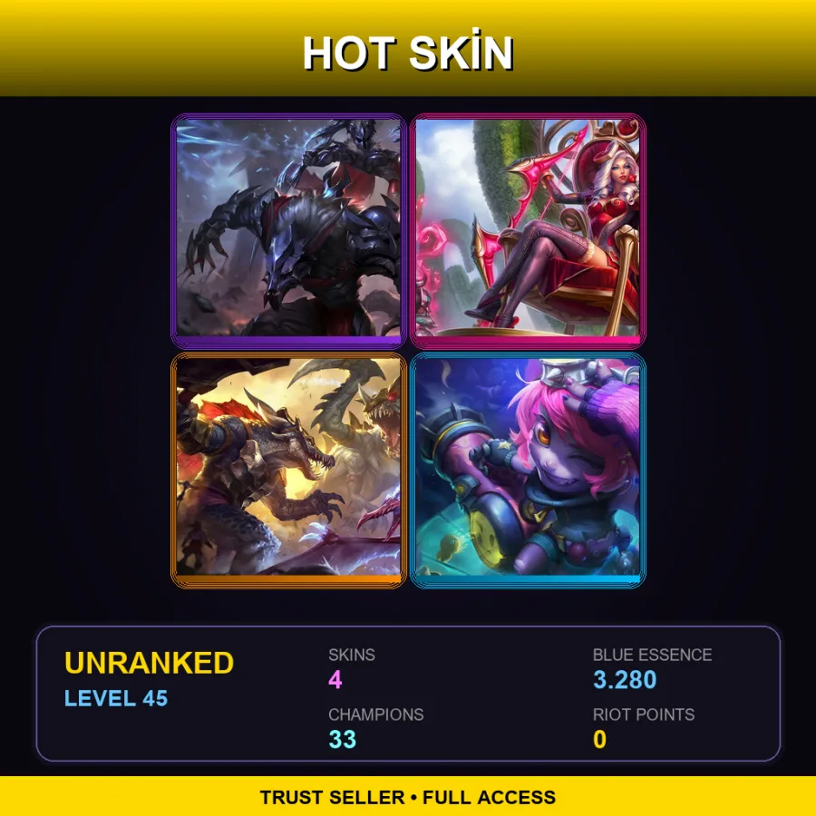EUNE | Lv45 | Unranked | 4 Skin | 33 Champ