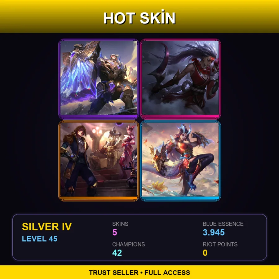 BR | Lv45 | Silver IV | 5 Skin | 42 Champ — LoL account