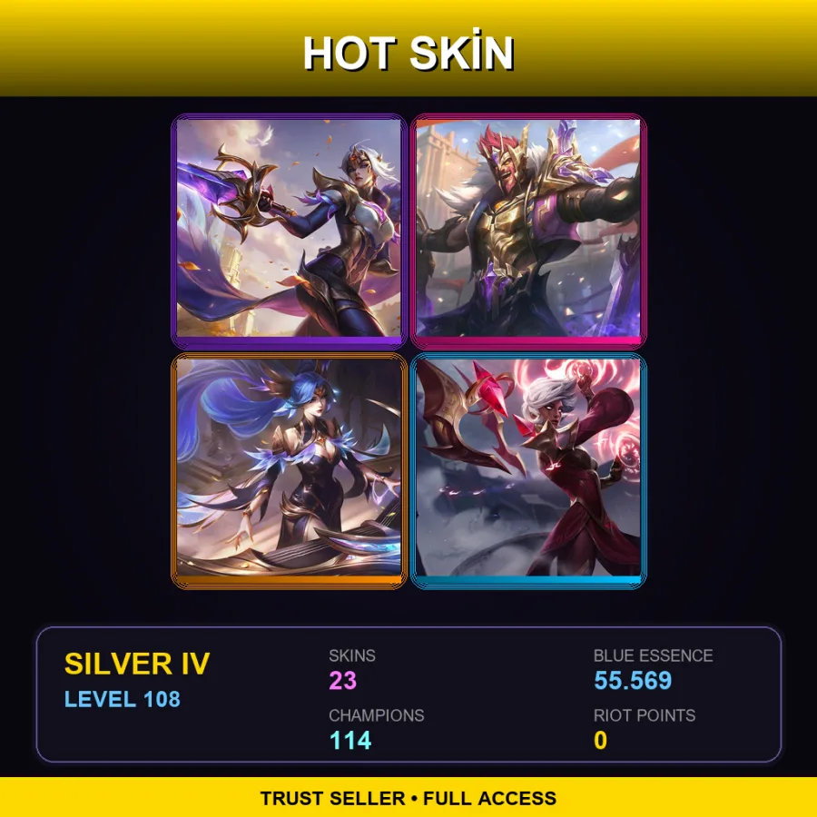 LAS | Lv108 | Silver IV | 23 Skin | 114 Champ — LoL account