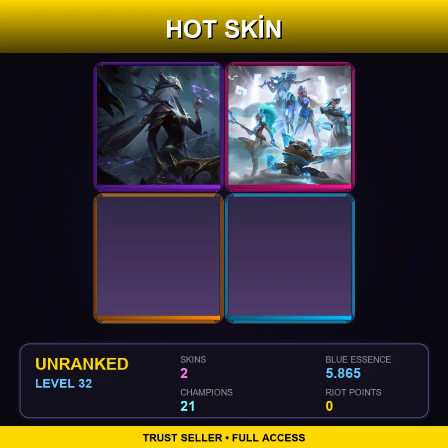 TR | Lv32 | Unranked | 2 Skin | 21 Champ — LoL account