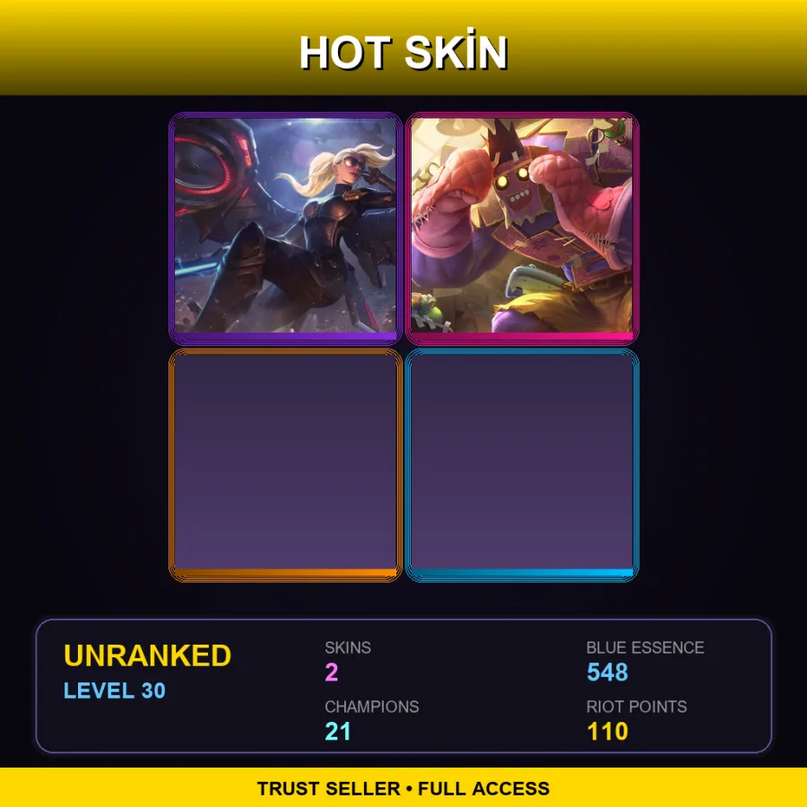 EUW | Lv30 | Unranked | 2 Skin | 21 Champ — LoL account