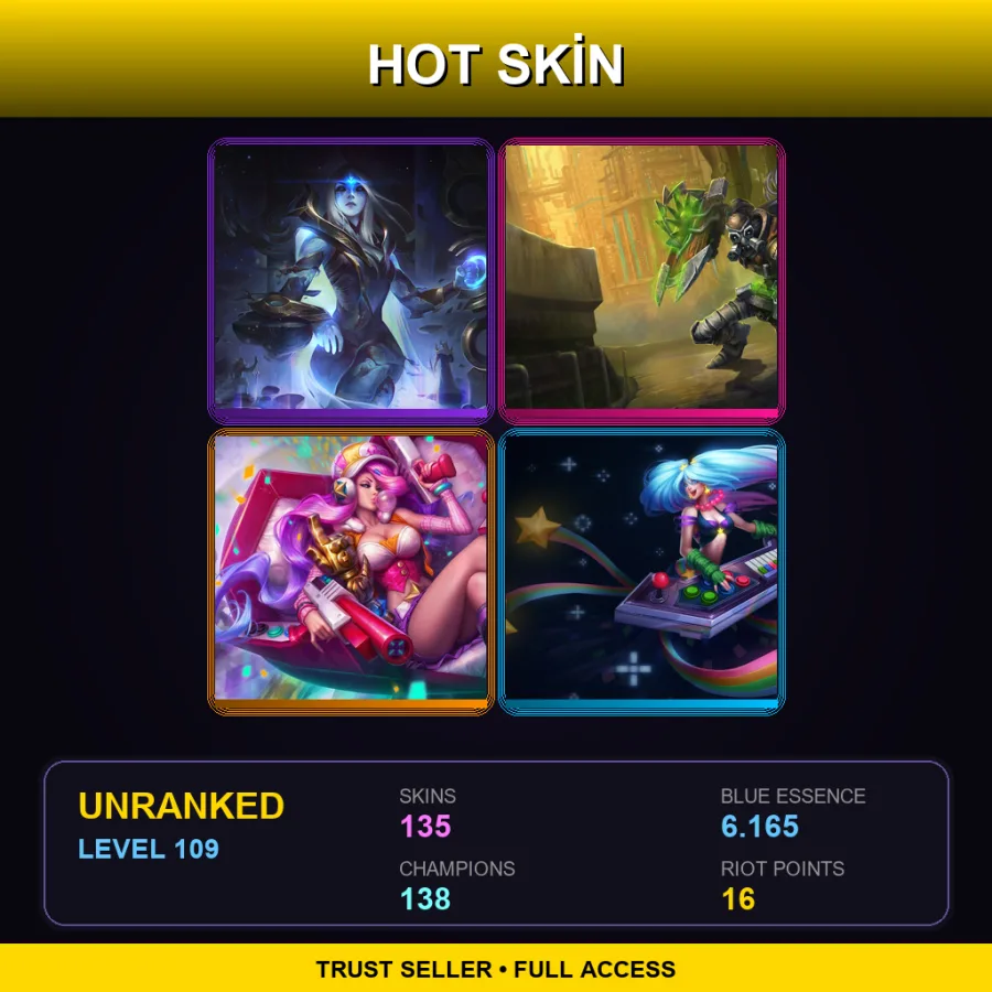 EUW | Lv109 | Unranked | 135 Skin | 138 Champ