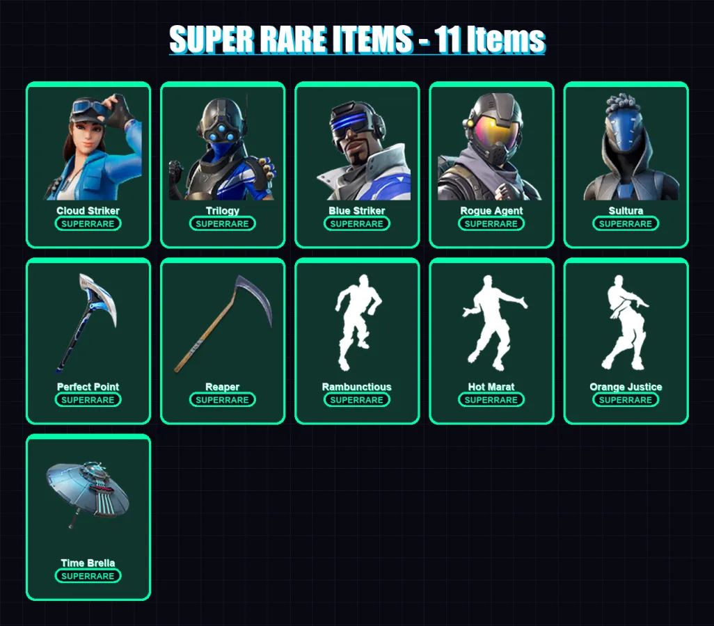 [PS4/PS5/XBOX/PC] | Cloud Striker | Trilogy | Blue Striker | Rogue Agent | Sultura | 108 skin | 97 pickaxe | 151 emote | 92 glider | Lv1826 — Fortnite account