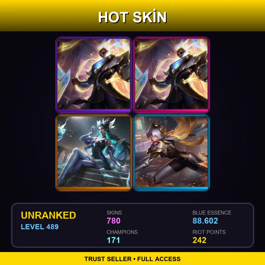 EUW | Lv489 | Unranked | 780 Skin | 171 Champ — LoL account