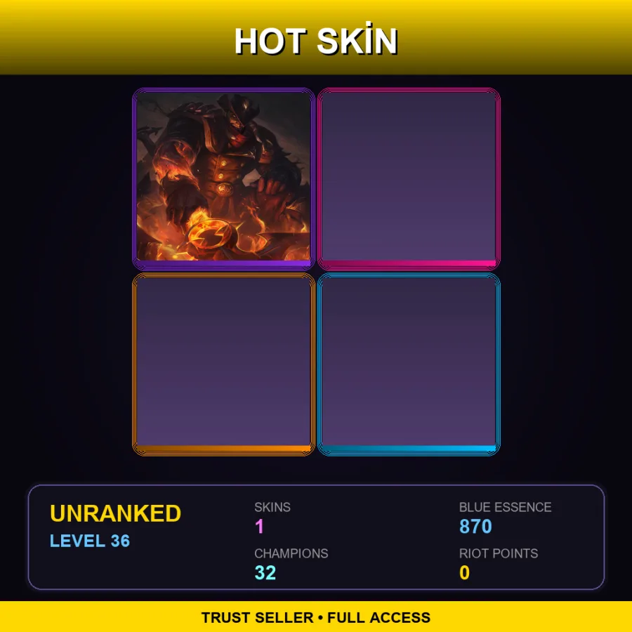 LAN | Lv36 | Unranked | 1 Skin | 32 Champ — LoL account