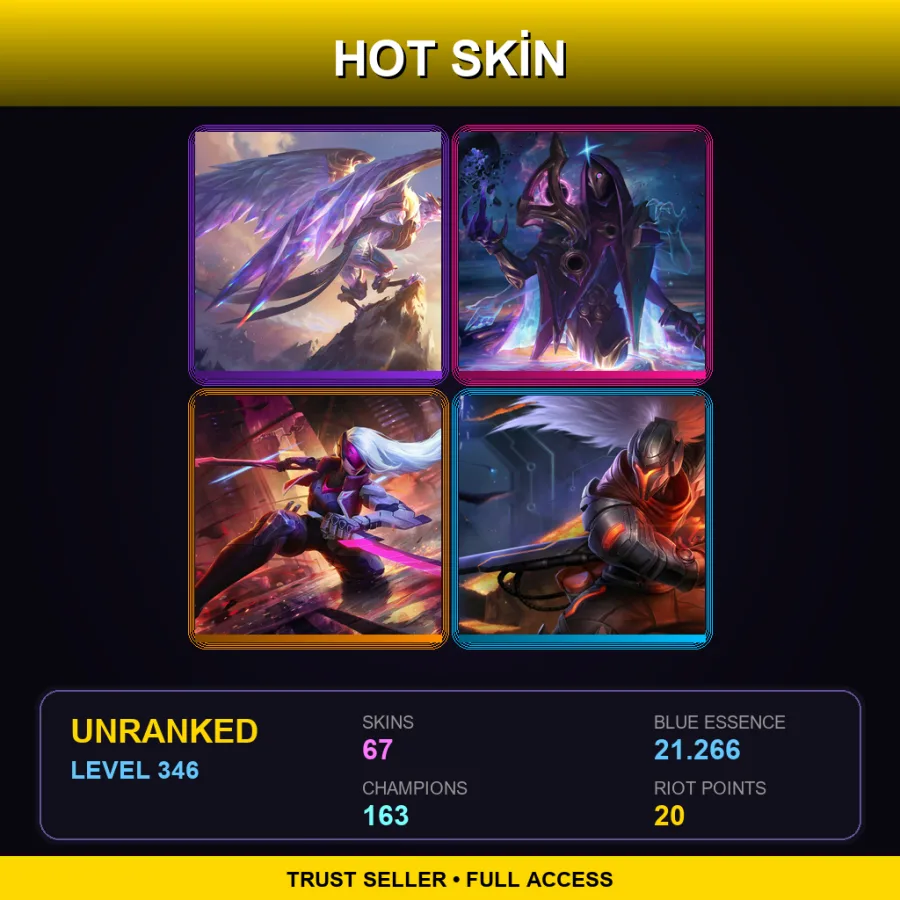 LAS | Lv346 | Unranked | 67 Skin | 163 Champ — Unranked / Smurf League of Legends