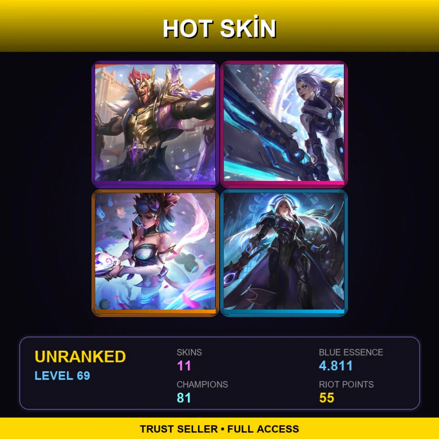 OCE | Lv69 | Unranked | 11 Skin | 81 Champ