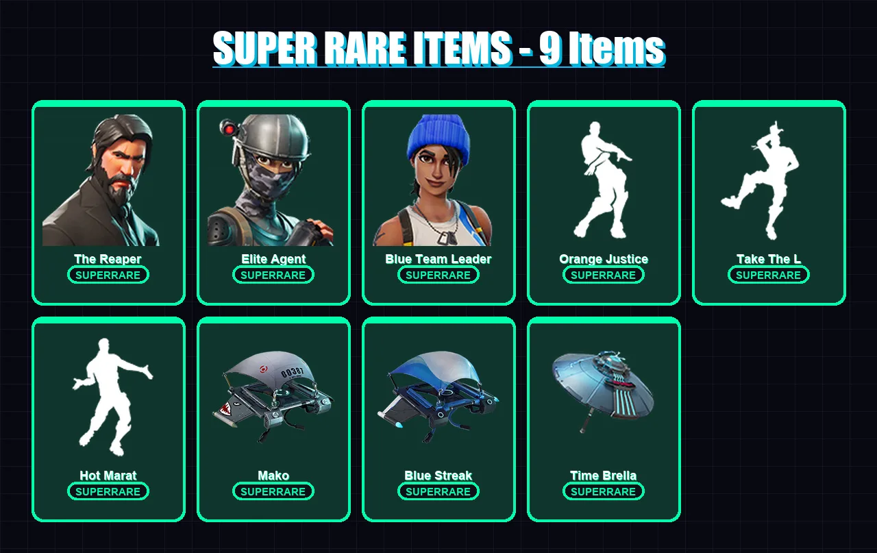 [PS4/PS5/XBOX/PC] | The Reaper | Elite Agent | Blue Team Leader | Peter Griffin | Drift | 65 skin | 94 pickaxe | 72 emote | 90 glider | Lv1242