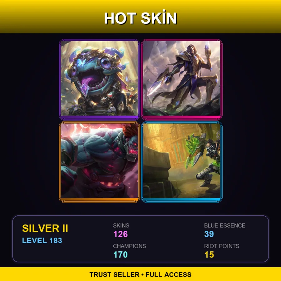 TR | Victorious Kog'Maw | Victorious Lucian | Hextech Sion | Hextech Singed | 126 Skin | 170 Champ | Silver II | Lv183