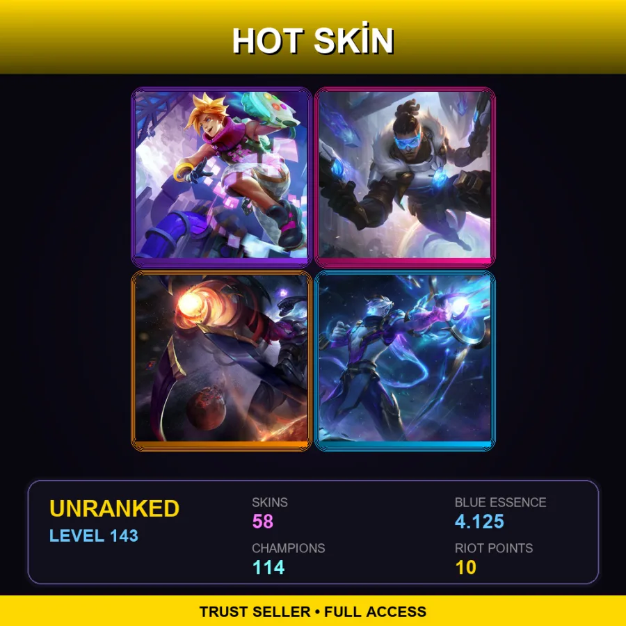 LAN | Lv143 | Unranked | 58 Skin | 114 Champ