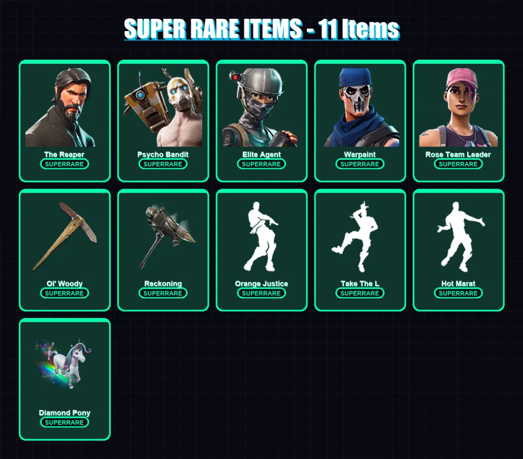[PC/XBOX/PSN] | The Reaper | Psycho Bandit | Elite Agent | Warpaint | Rose Team Leader | 61 skin | 77 pickaxe | 76 emote | 86 glider | Lv1162 — Fortnite account