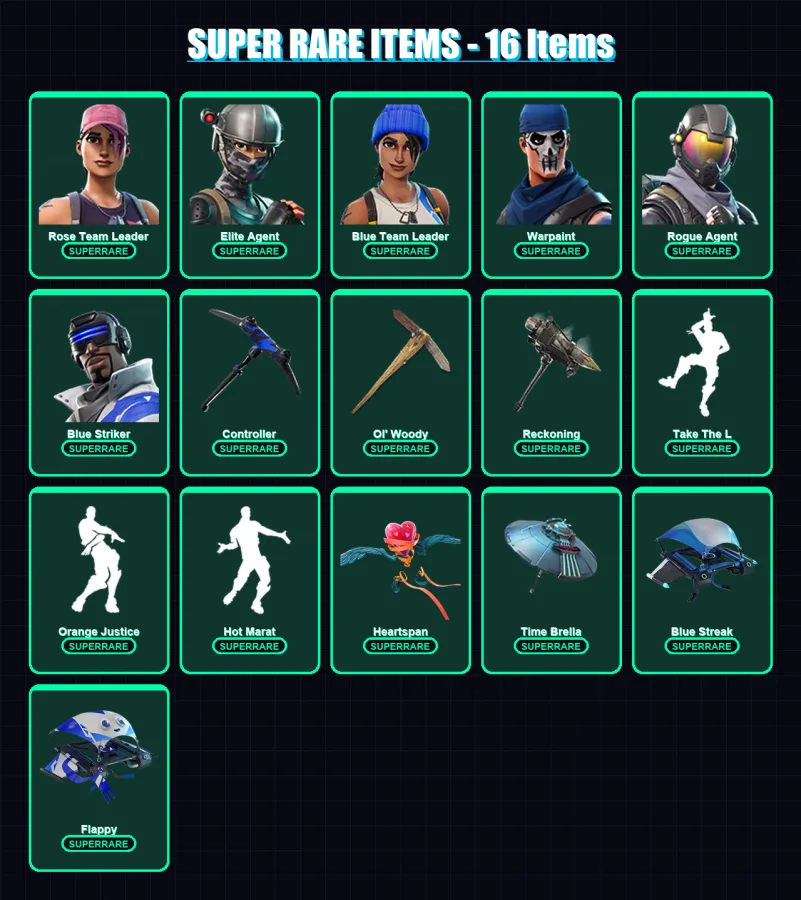 [PS4/PS5/XBOX/PC] | Rose Team Leader | Elite Agent | Blue Team Leader | Warpaint | Rogue Agent | 92 skin | 78 pickaxe | 98 emote | 89 glider | Lv132 — Game account