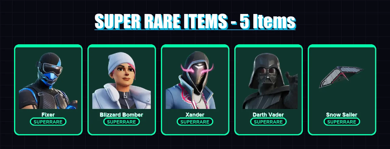 [PS4/PS5/PC] | Fixer | Blizzard Bomber | Xander | Darth Vader | The Imagined | 103 skin | 104 pickaxe | 74 emote | 82 glider | Lv1188