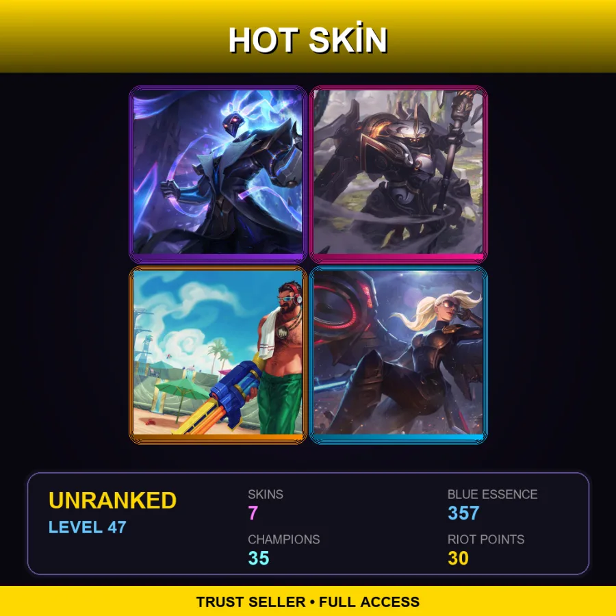 NA | Lv47 | Unranked | 7 Skin | 35 Champ — LoL account