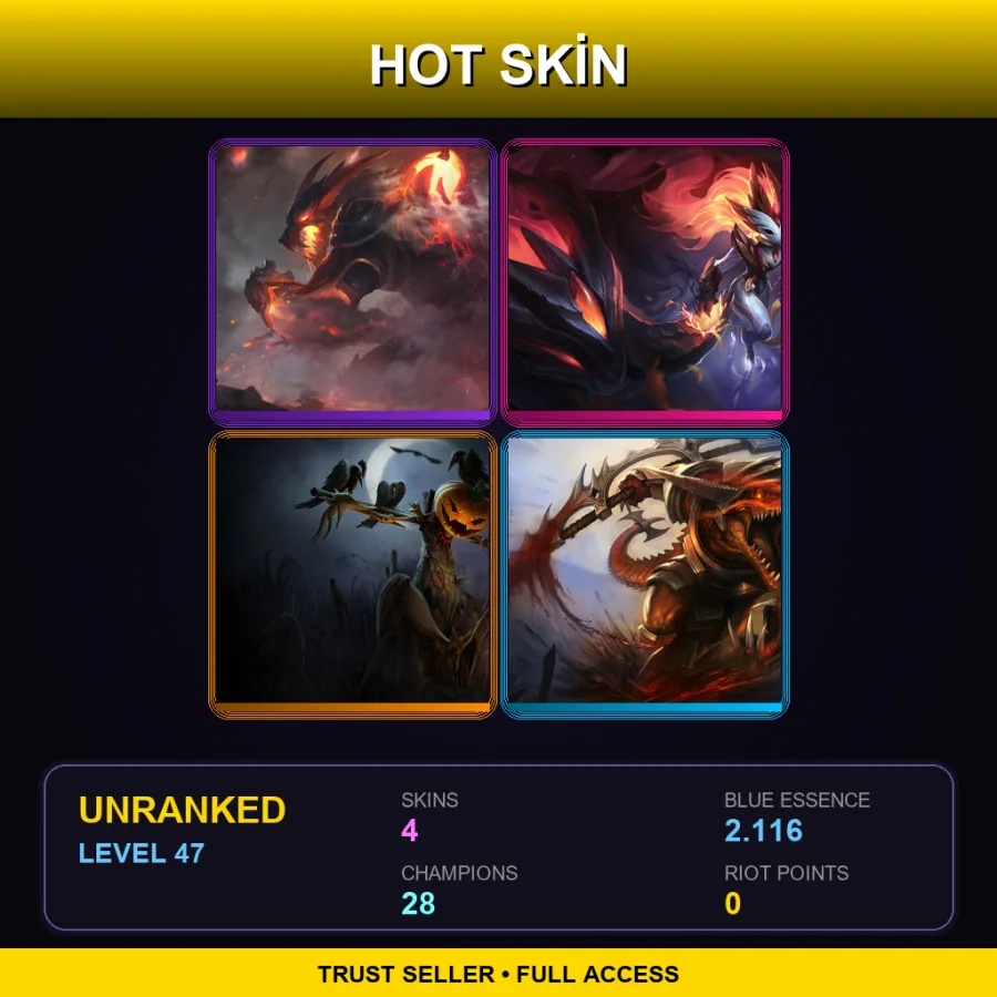 LAS | Lv47 | Unranked | 4 Skin | 28 Champ — LoL account
