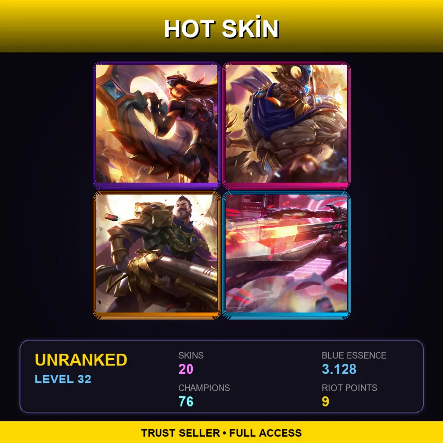 VN | Lv32 | Unranked | 20 Skin | 76 Champ