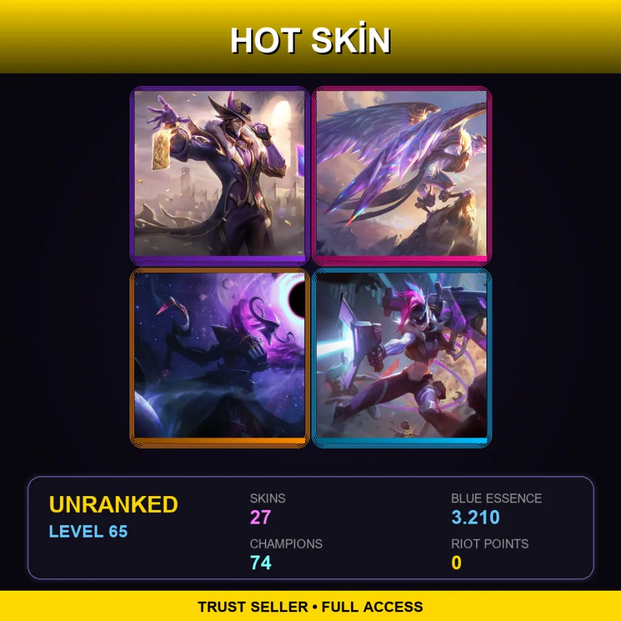 BR | Lv65 | Unranked | 27 Skin | 74 Champ — LoL account
