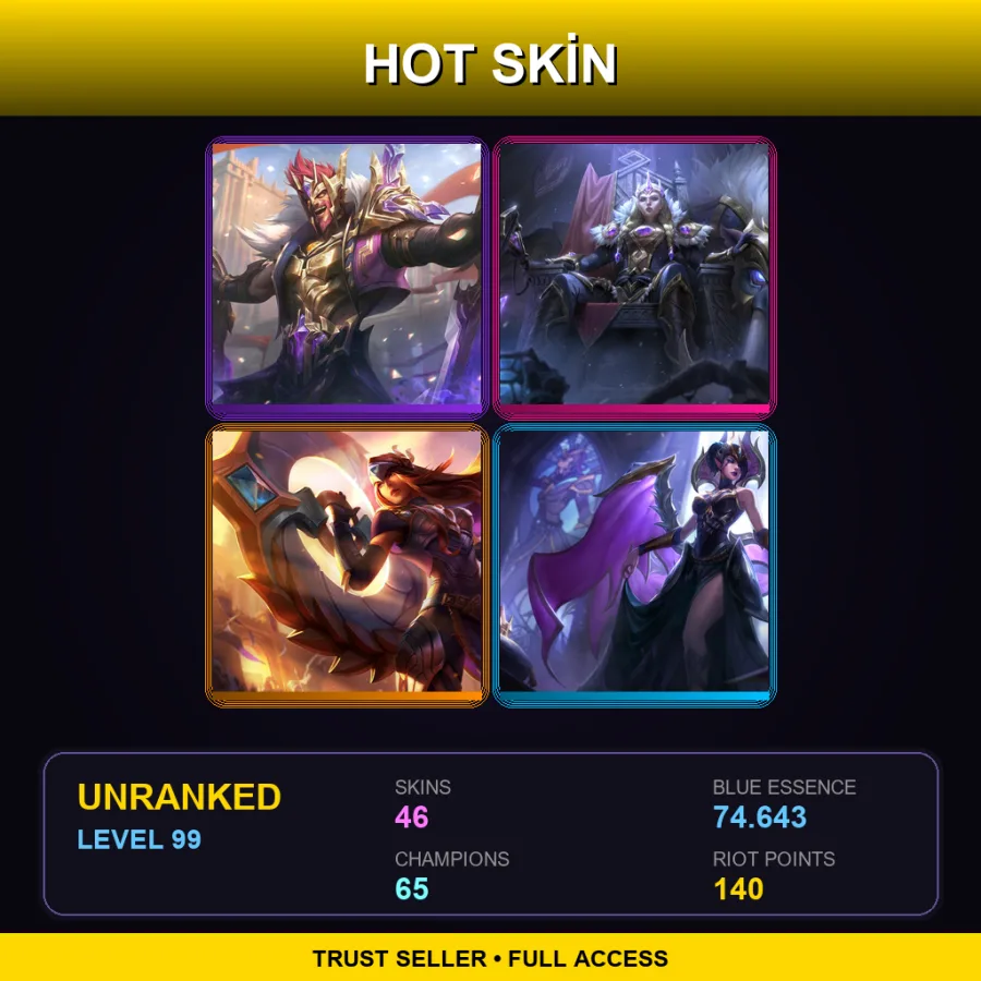 NA | Lv99 | Unranked | 46 Skin | 65 Champ — Unranked / Smurf League of Legends