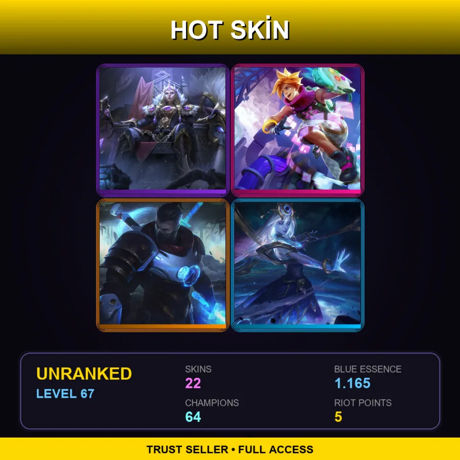 EUNE | Lv67 | Unranked | 22 Skin | 64 Champ — LoL account