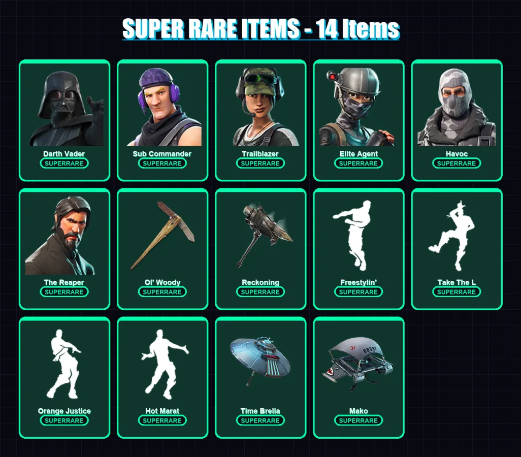 [PC/PSN] | Darth Vader | Sub Commander | Trailblazer | Elite Agent | Havoc | 202 skin | 233 pickaxe | 199 emote | 164 glider | Lv2746
