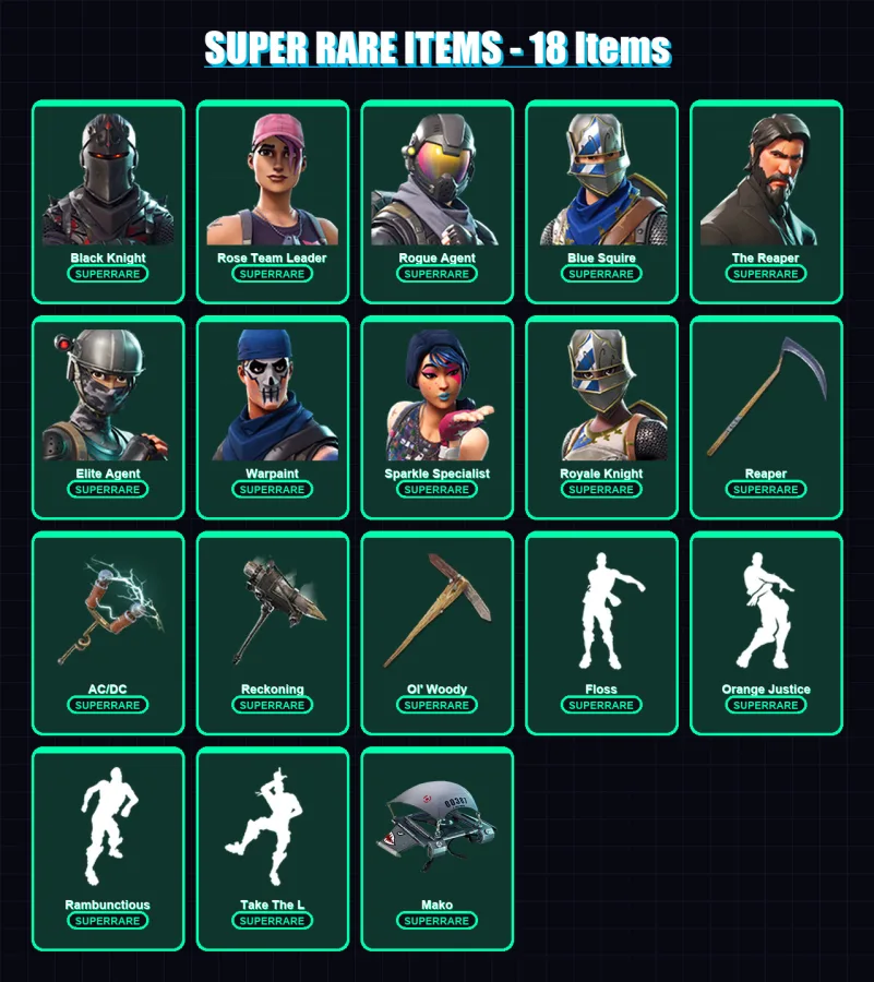 [PC/XBOX/PSN] | Black Knight | Rose Team Leader | Rogue Agent | Blue Squire | The Reaper | 73 skin | 53 pickaxe | 62 emote | 59 glider | Lv645