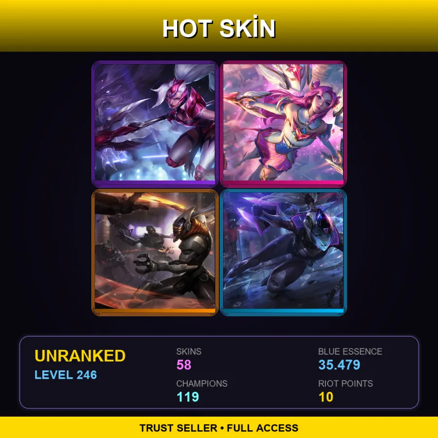 EUW | Challenger Nidalee | Star Guardian Kai'Sa | PROJECT: Yi | PROJECT: Vayne | 58 Skin | 119 Champ | Lv246