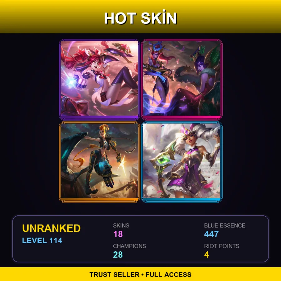 LAS | Lv114 | Unranked | 18 Skin | 28 Champ — LoL account