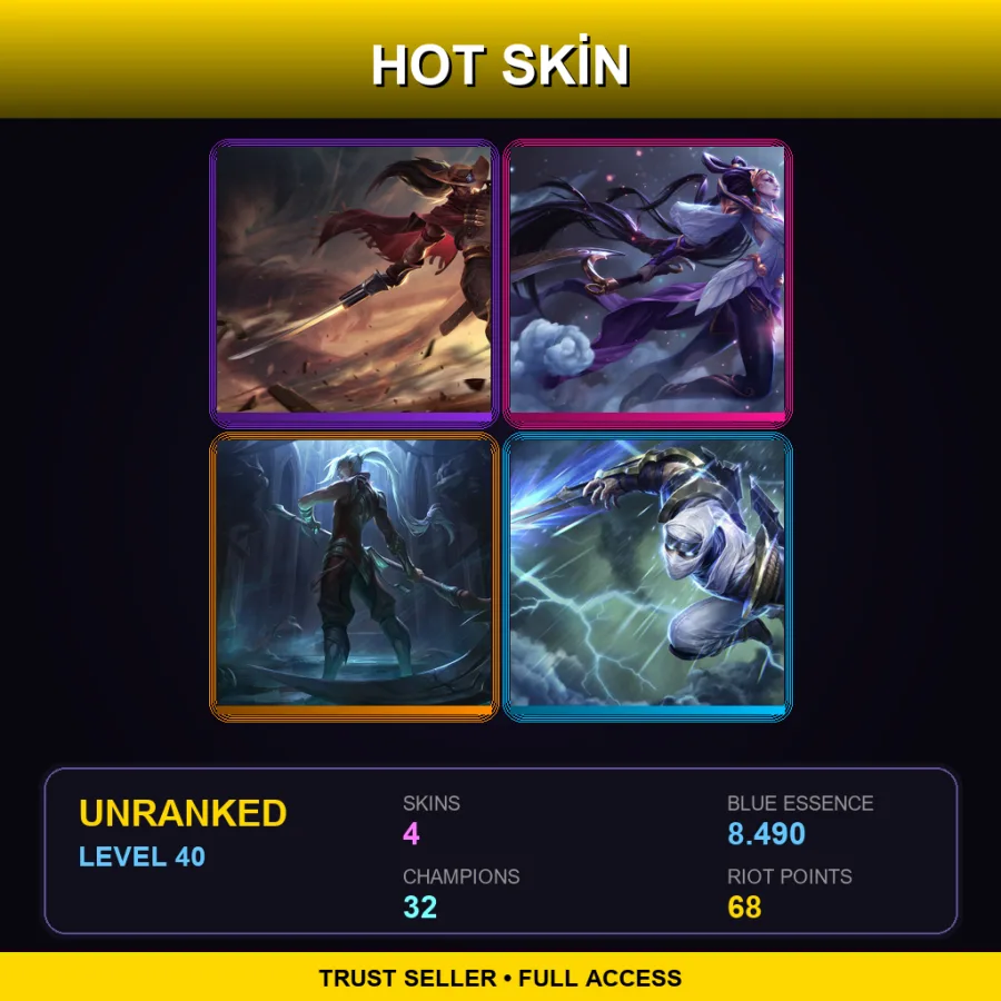TR | Lv40 | Unranked | 4 Skin | 32 Champ — Lunar Goddess Diana